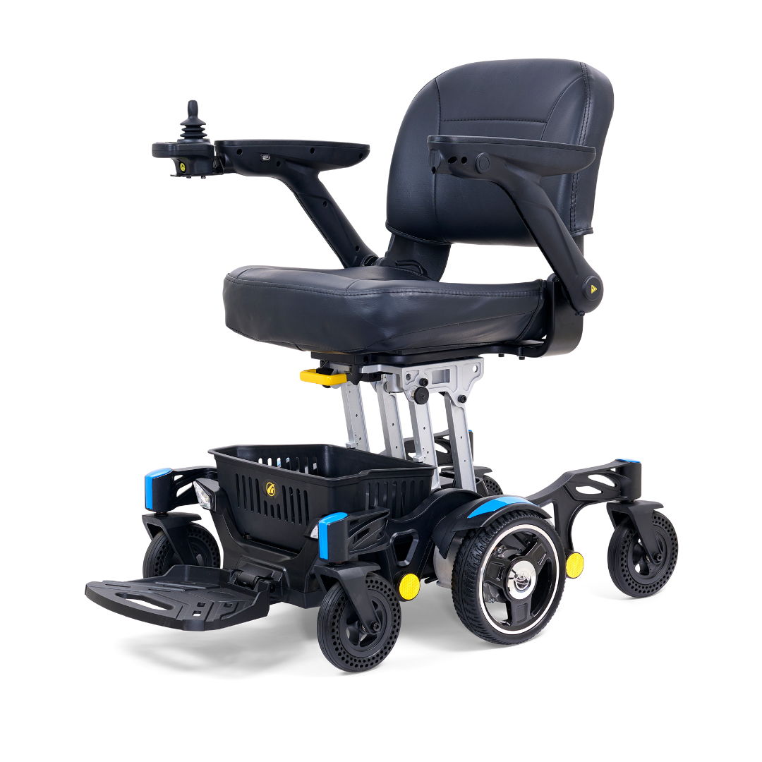 Golden Tech GP130 FAA Approved Buzzaround CarryOn Portable Power Wheelchair - Blue front left